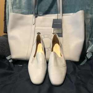 Set Bundle of Matching COLE HAAN Ballet Flats and leather Purse NWT